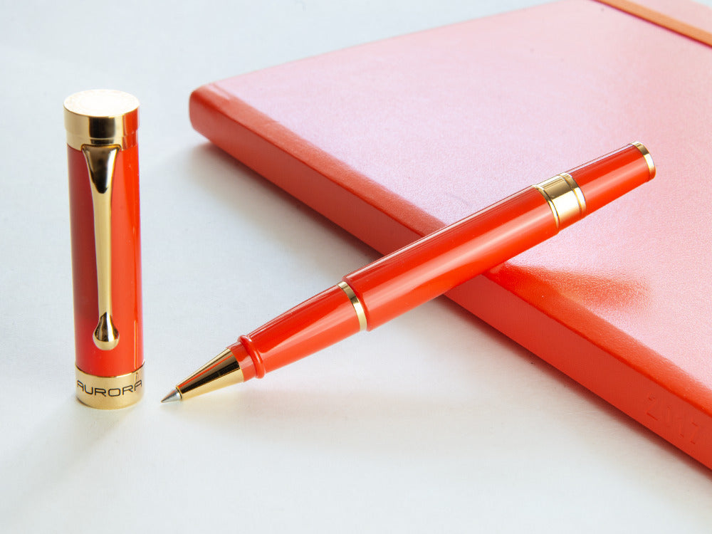 Aurora EDO Rollerball pen, Resin, PVD Gold Trims, Orange, 071-O