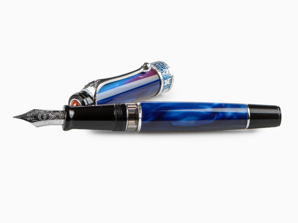 Aurora America Fountain Pen, Limited Ed., Marbled resin, Chrome trims