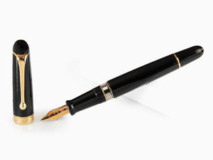 Aurora 88 Big Fountain Pen, Black Resin, Gold plated, 800