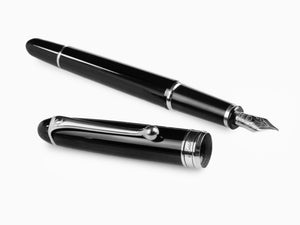 Aurora 88 Small Fountain Pen, Black Resin, Chrome trim, 810C