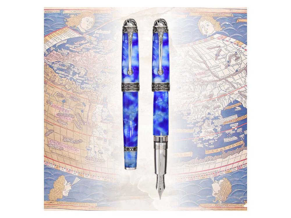 Aurora Mappe Antiche Tolomeo Fountain Pen, Blue, Limited Edition, 946-RT