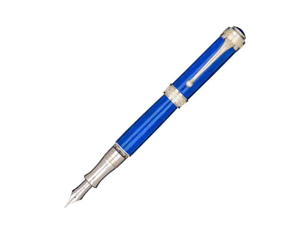 Aurora Duca Fountain Pen, Blue, Silver Trim, Limited Edition, 956-B