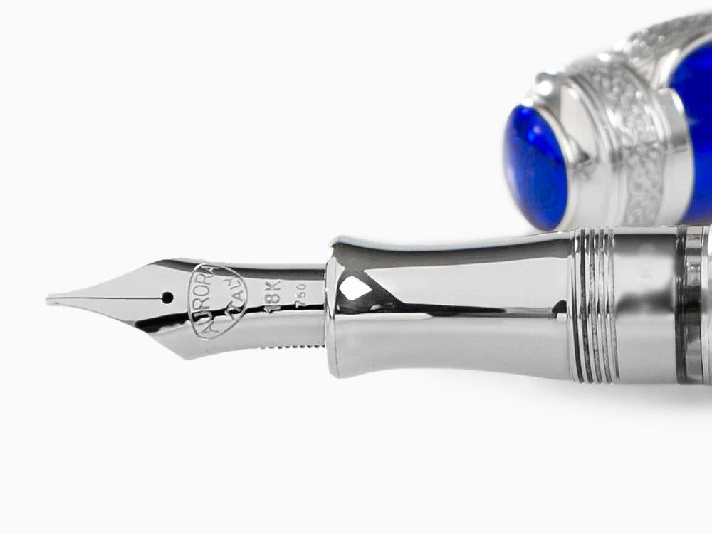 Aurora Duca Fountain Pen, Blue, Silver Trim, Limited Edition, 956-B