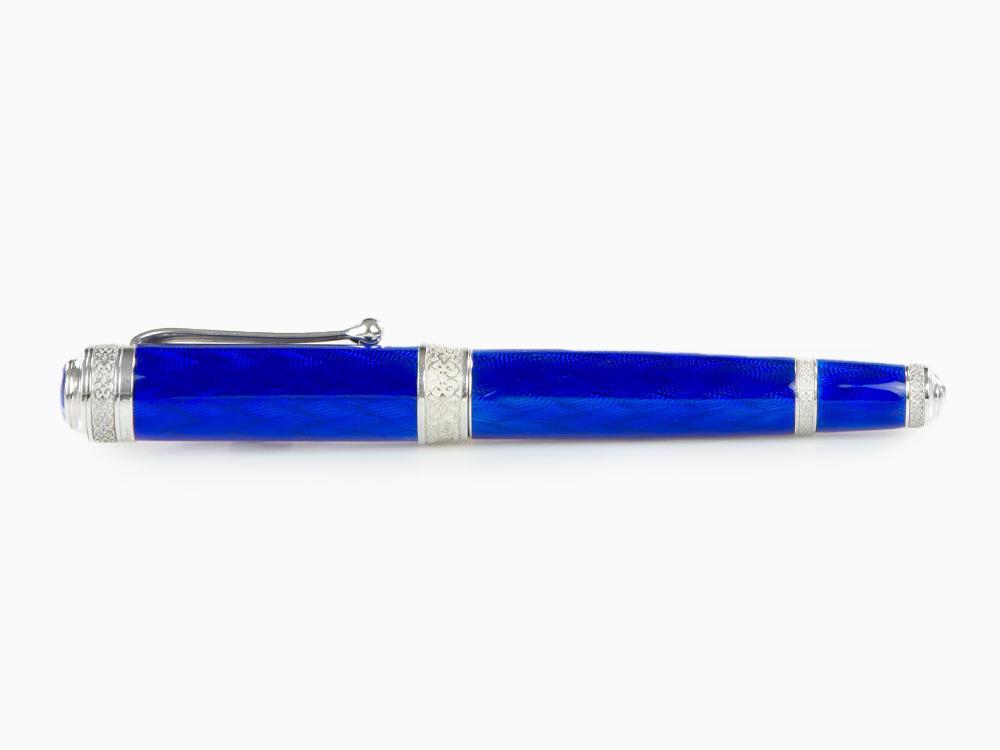 Aurora Duca Fountain Pen, Blue, Silver Trim, Limited Edition, 956-B