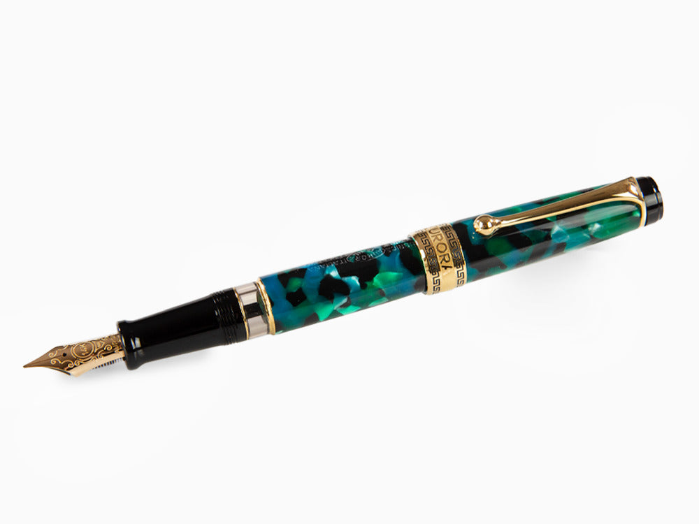 Aurora Optima Fountain Pen, Auroloide, Green, Gold plated, 996V