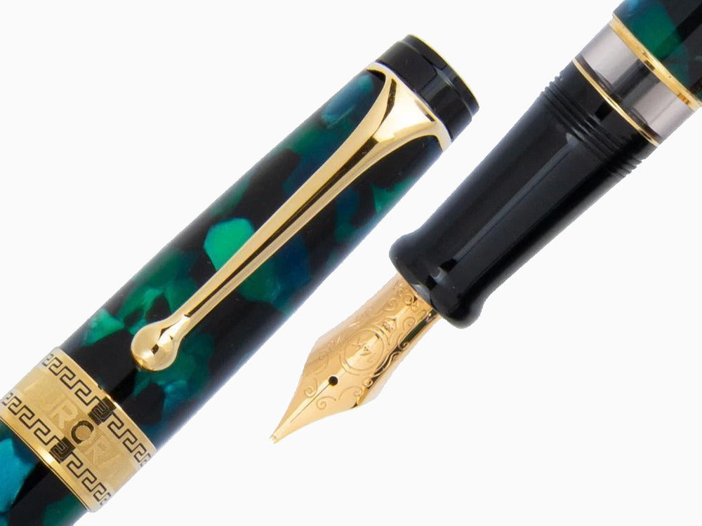 Aurora Optima Fountain Pen, Auroloide, Green, Gold plated, 996V