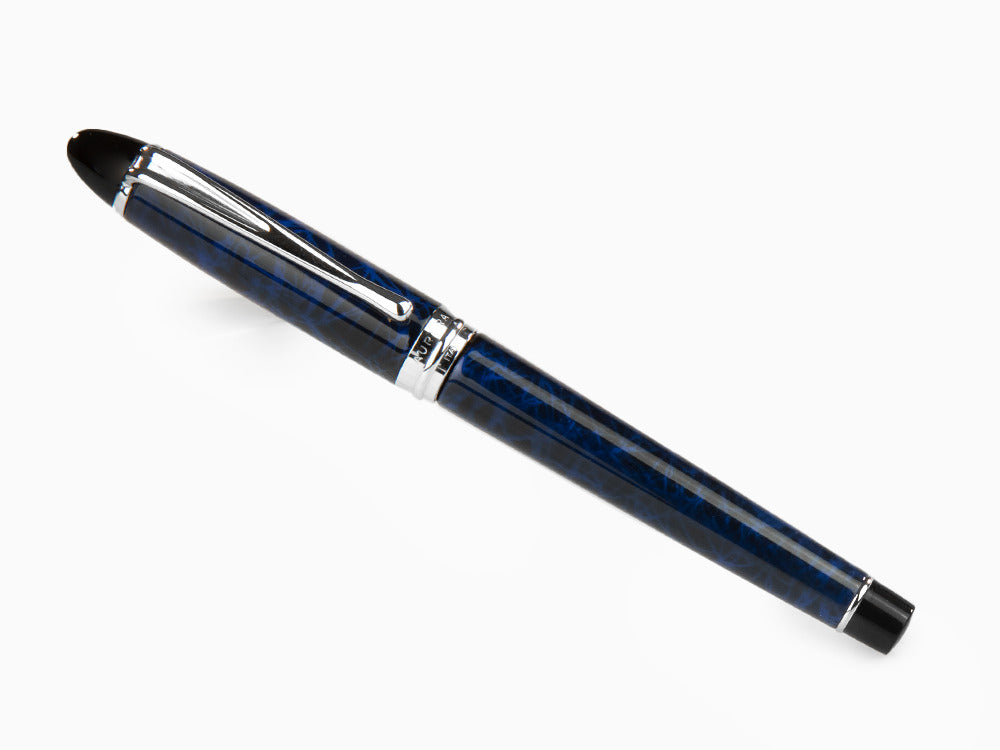 Aurora Ipsilon Blue Night Fountain Pen, Lacquer, Blue, Chrome, B13-CB