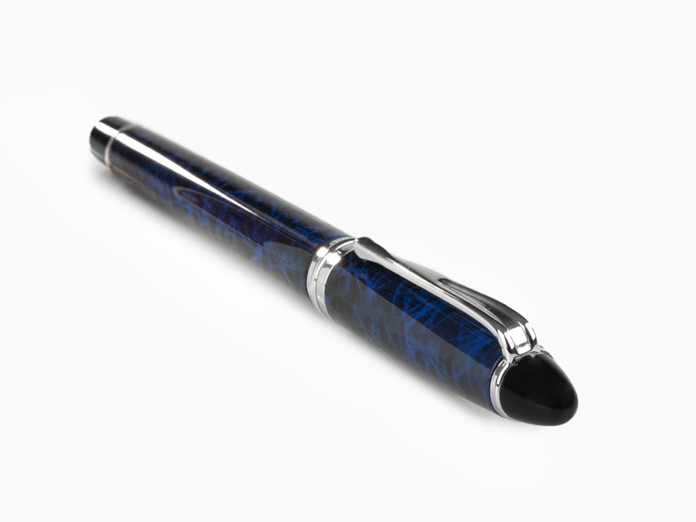 Aurora Ipsilon Blue Night Fountain Pen, Lacquer, Blue, Chrome, B13-CB