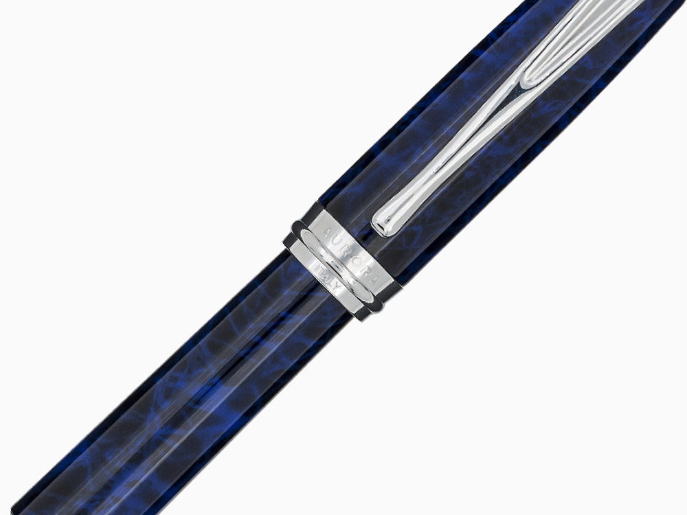 Aurora Ipsilon Blue Night Fountain Pen, Lacquer, Blue, Chrome, B13-CB