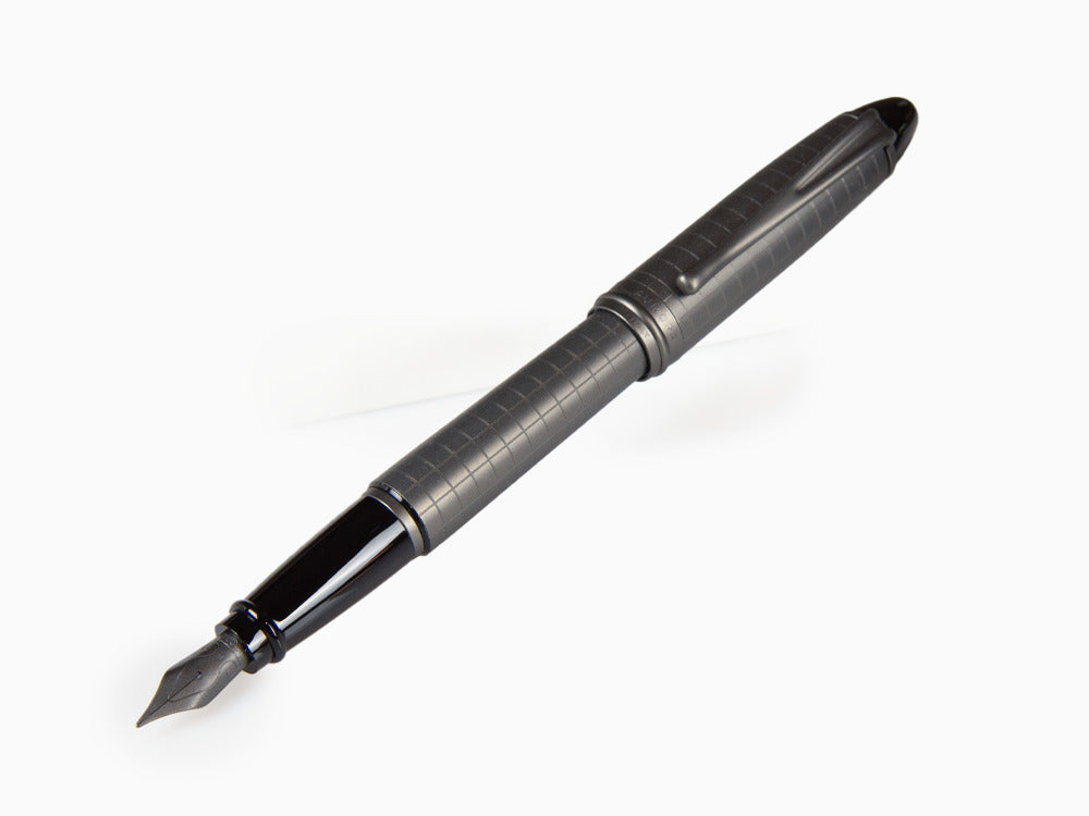 Aurora Ipsilon Full Metal Black Fountain Pen, Ruthenium, B16-RQ