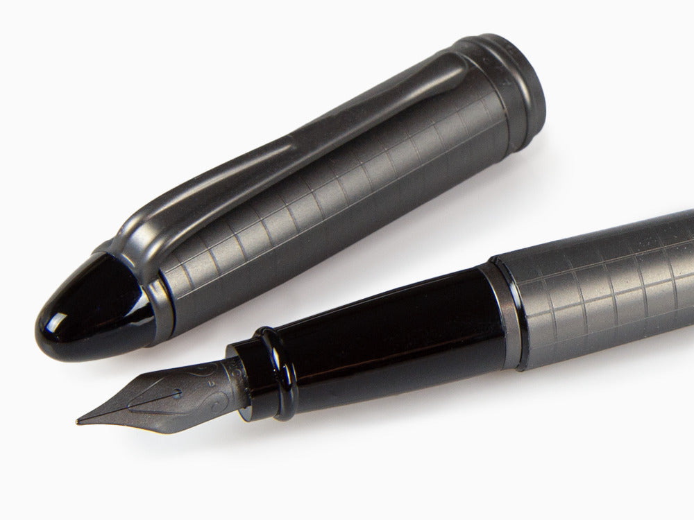 Aurora Ipsilon Full Metal Black Fountain Pen, Ruthenium, B16-RQ