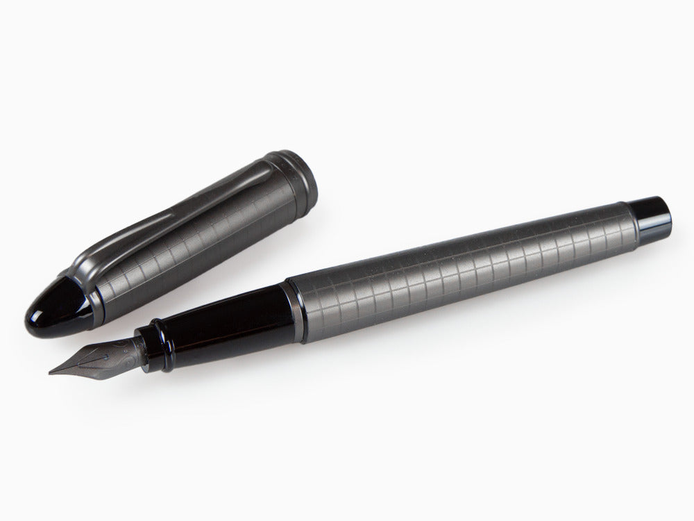 Aurora Ipsilon Full Metal Black Fountain Pen, Ruthenium, B16-RQ