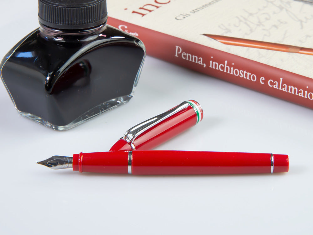 Aurora Ipsilon Italia Fountain Pen, Resin, Red, Chrome Trim, B17-R