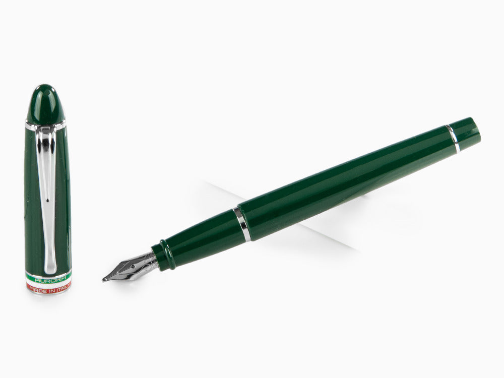 Aurora Ipsilon Italia Fountain Pen, Resin, Green, Chrome Trim, B17-V