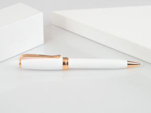 Aurora Ipsilon Winter Ballpoint pen, Resin, Rose Gold PVD, White, B31-PW