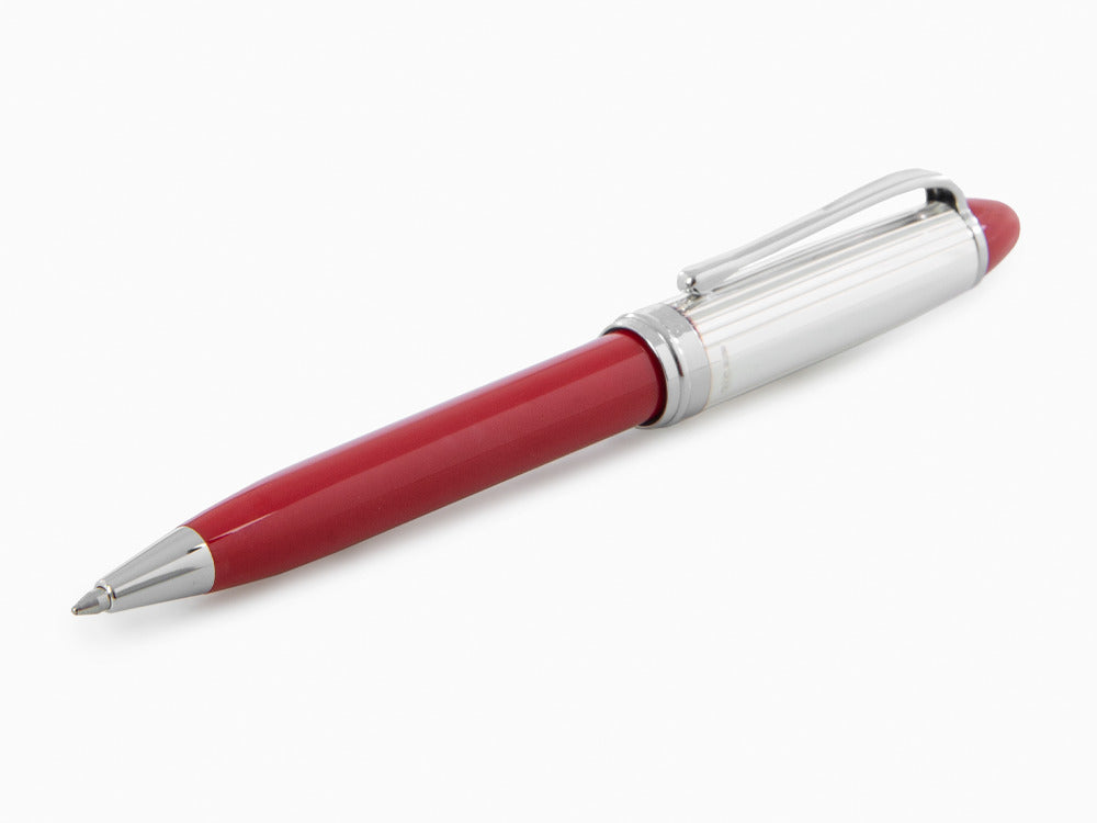 Aurora Ballpoint Pen Ipsilon Sterling Silver & Red Resin - B34CR