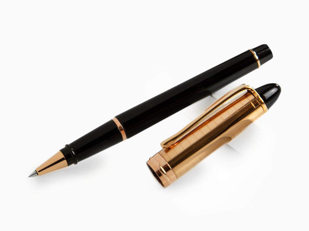 Aurora Ipsilon Rollerball pen, Black Resin, Rose gold trim, B71PQN