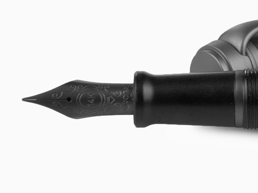 Aurora Talentum Full Metal Black Fountain Pen, Resin, Ruthenium, D10-RN