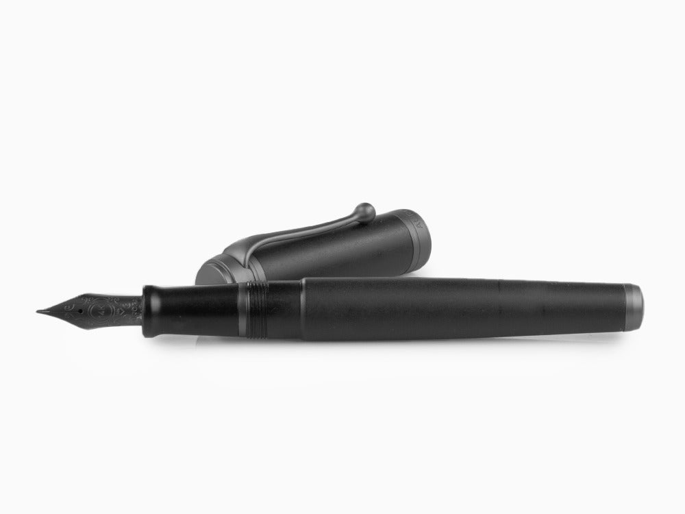 Aurora Talentum Full Metal Black Fountain Pen, Resin, Ruthenium, D10-RN