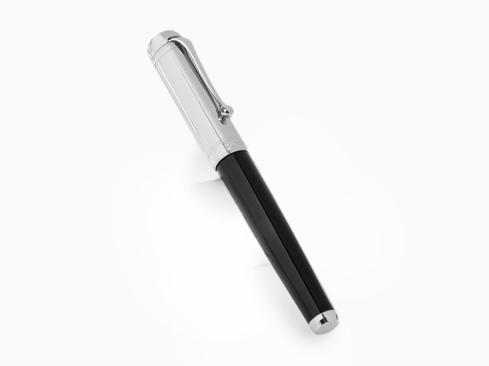 Aurora Talentum Big Fountain Pen, Resin, Chrome Trim, Black, D11C