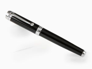 Aurora Talentum Big Fountain Pen, Resin, Chrome Trim, Black, d11N