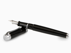 Aurora Talentum Big Fountain Pen, Resin, Chrome Trim, Black, d11N