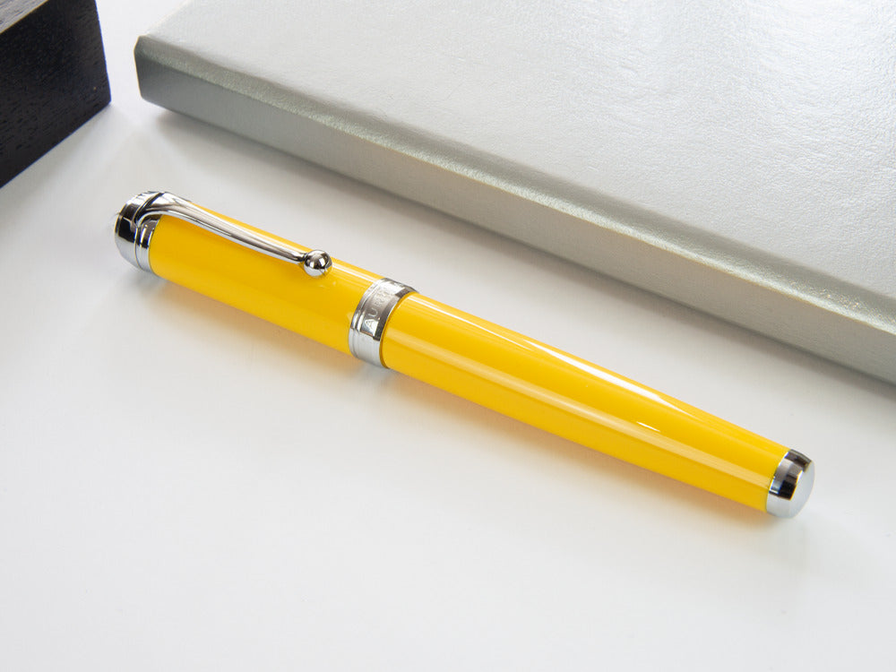 Aurora Talentum Big Fountain Pen - Yellow Resin & Chrome Trims