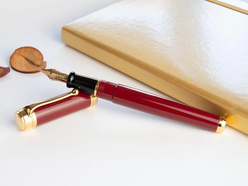 Aurora Talentum Big Fountain Pen, Resin, Gold plated, Burgundy, D12X