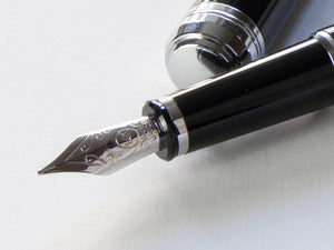 Aurora Talentum Finesse Fountain Pen -Black Resin & Chrome Trims- D13N