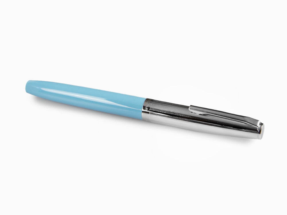 Aurora Duo-Cart Fountain Pen, Light Blue Resin, Chrome, DC57-CAM