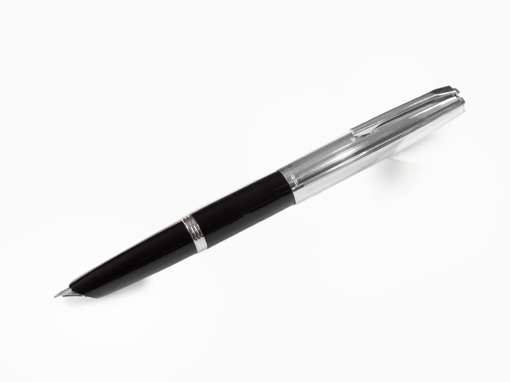 Aurora Duo-Cart Fountain Pen, Black Resin, Chrome, DC57-CNM