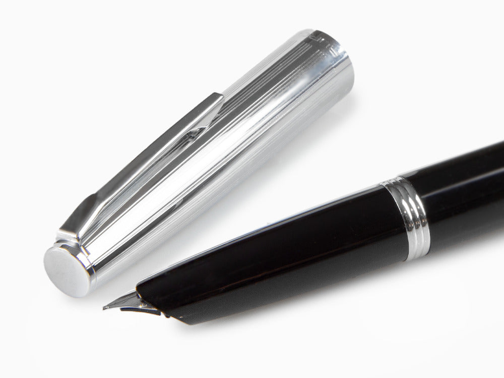 Aurora Duo-Cart Fountain Pen, Black Resin, Chrome, DC57-CNM