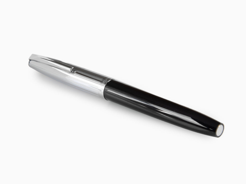 Aurora Duo-Cart Fountain Pen, Black Resin, Chrome, DC57-CNM