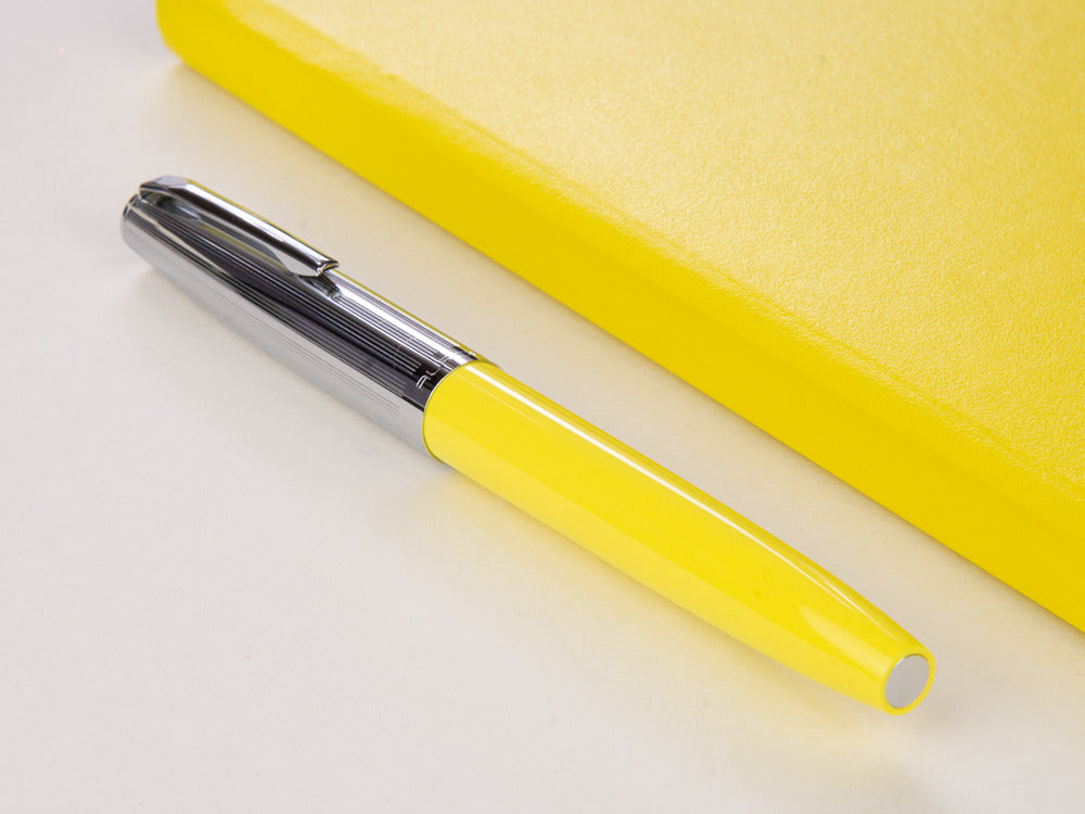 Aurora Duo-Cart Fountain Pen, Yellow Resin, Chrome, DC57-CYM