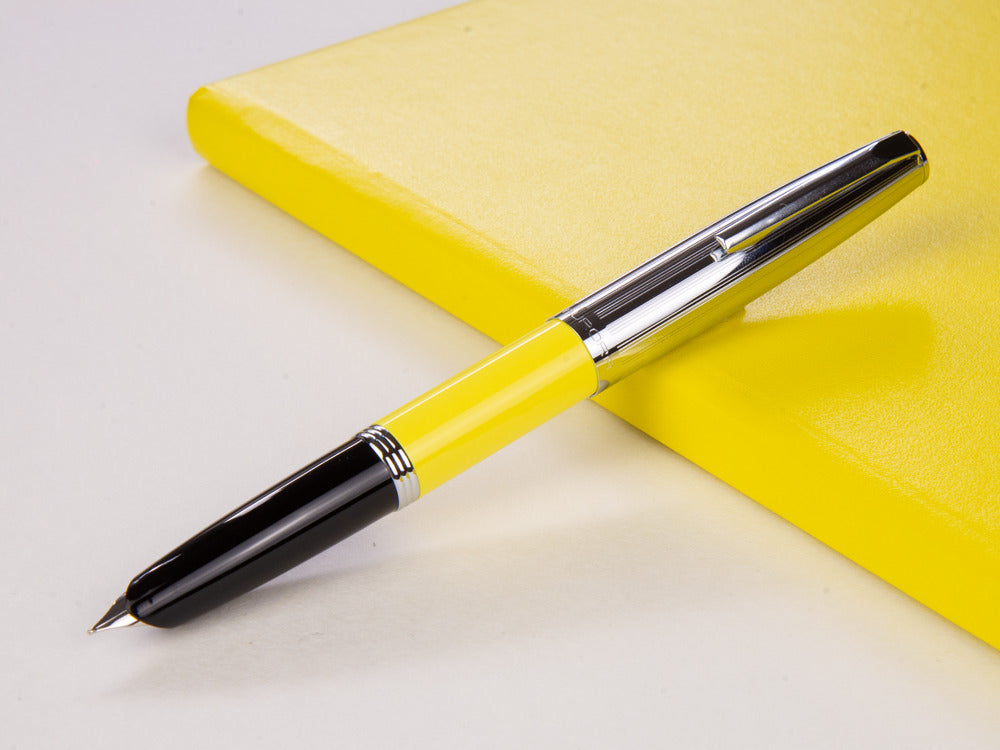 Aurora Duo-Cart Fountain Pen, Yellow Resin, Chrome, DC57-CYM