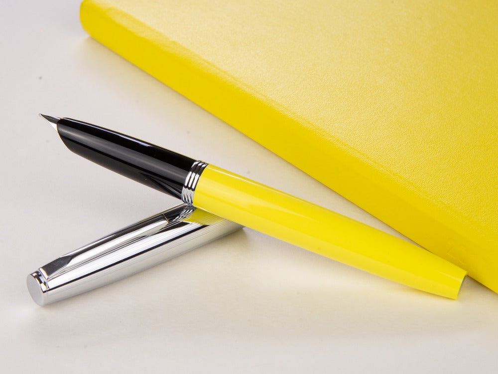 Aurora Duo-Cart Fountain Pen, Yellow Resin, Chrome, DC57-CYM