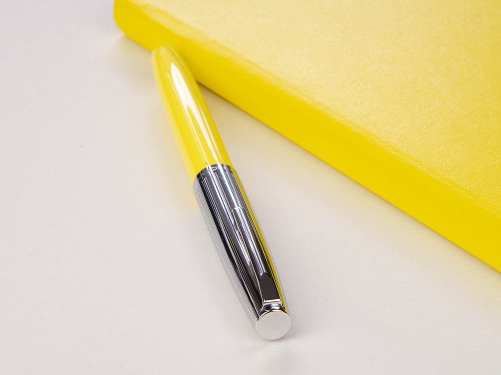 Aurora Duo-Cart Fountain Pen, Yellow Resin, Chrome, DC57-CYM