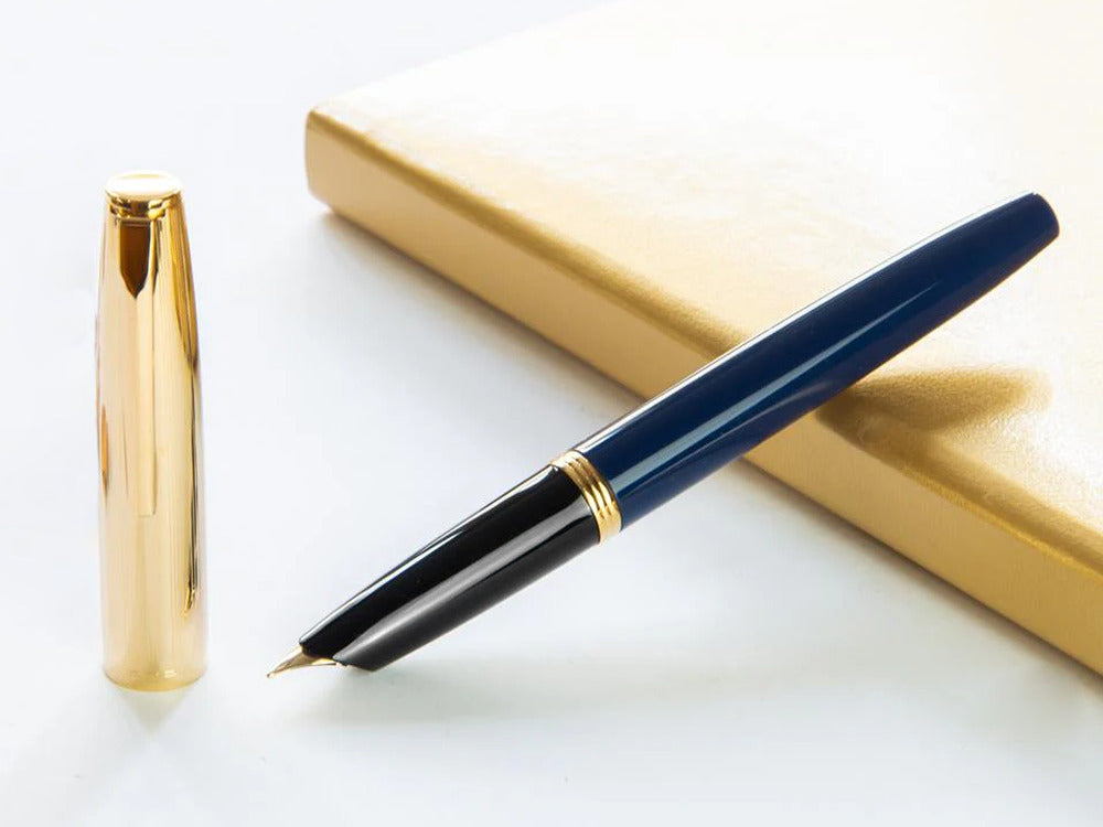 Aurora Duo-Cart Fountain Pen, Blue Resin, Gold plated, DC57-DBM