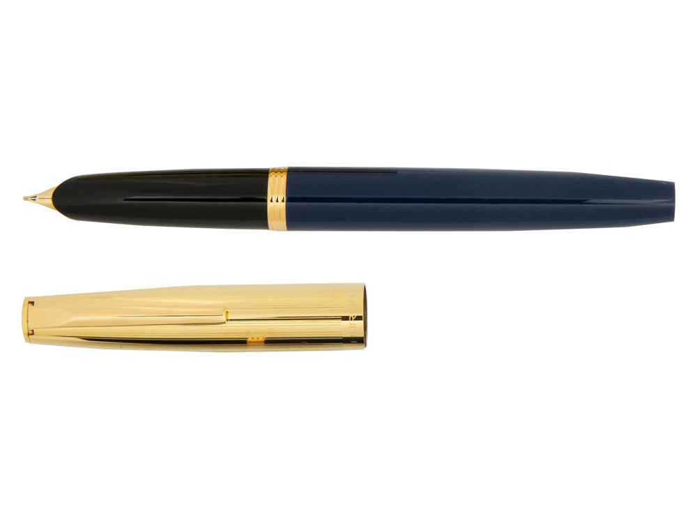 Aurora Duo-Cart Fountain Pen, Blue Resin, Gold plated, DC57-DBM