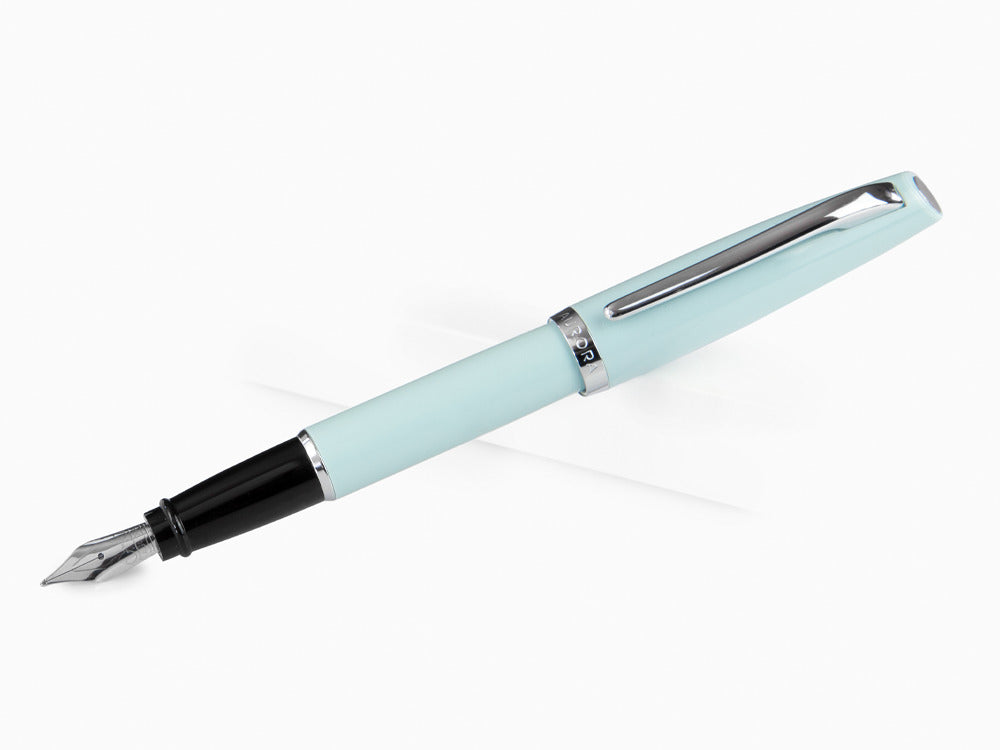 Aurora Style Fountain Pen, Resin, Silver trim, Aquamarine, E12AC