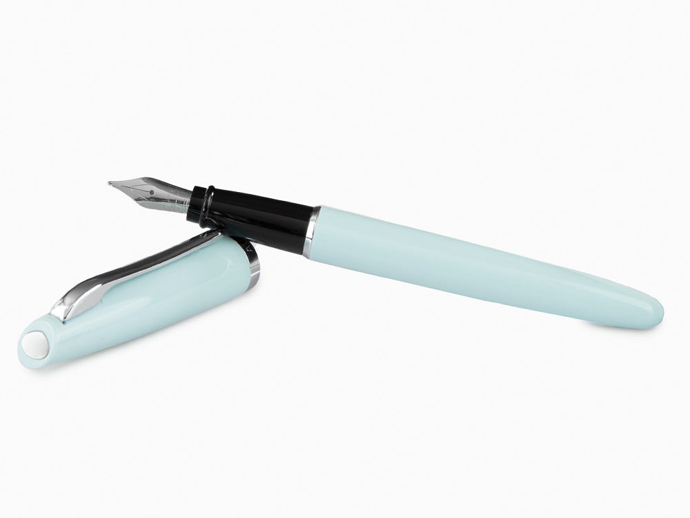 Aurora Style Fountain Pen, Resin, Silver trim, Aquamarine, E12AC