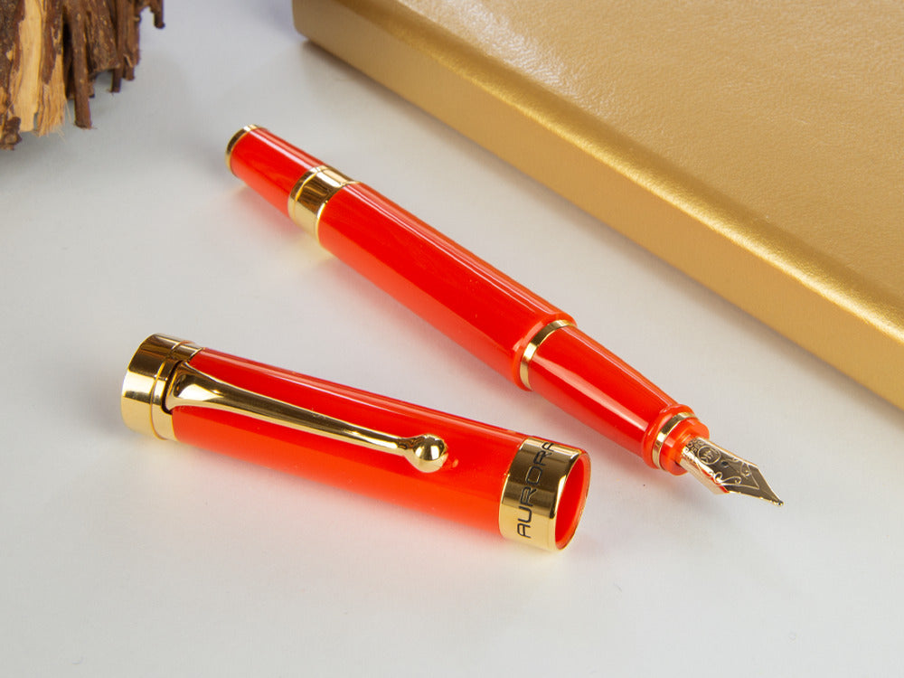 Aurora EDO Fountain Pen, Resin, PVD Gold Trims, Orange, O11-O