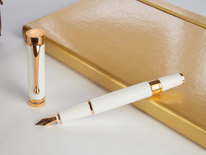 Aurora EDO Fountain Pen, Resin, 14K Rose gold, White, O11-W