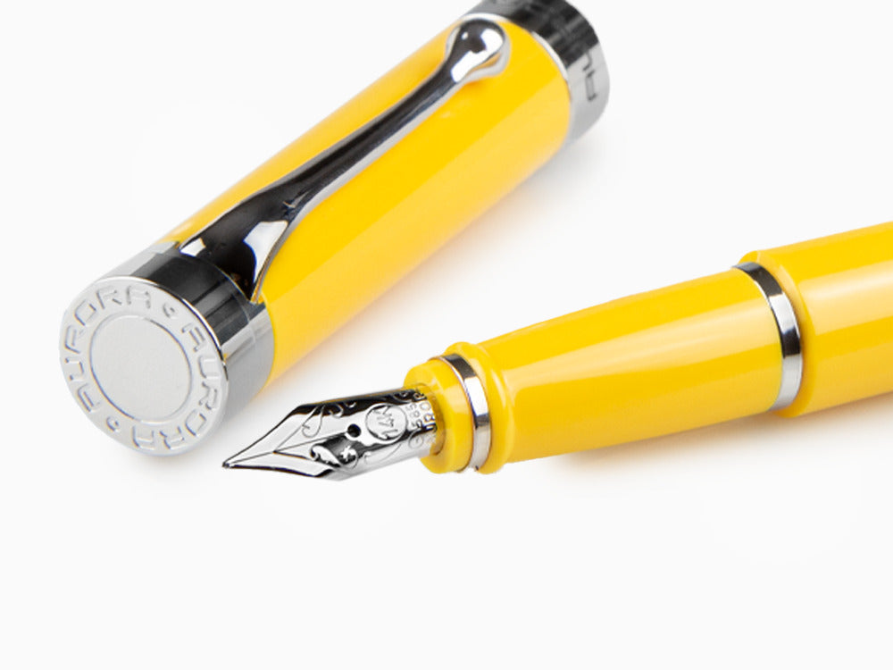 Aurora EDO Fountain Pen, Resin, Chrome Trim, Yellow, O11-Y