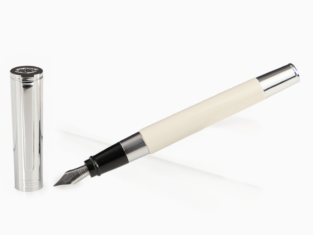 Aurora TU Fountain Pen, Resin, Chrome Trim, White, t11cw