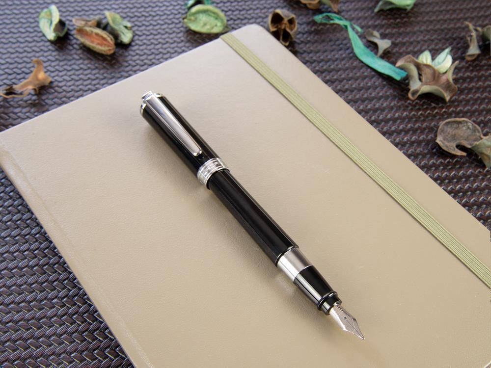 Aurora TU Fountain Pen - Black Resin - Chromed - T11N