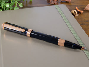 Aurora TU Roller Pen - Black Resin & Rose Gold