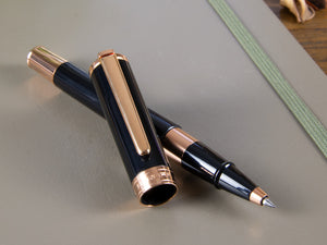 Aurora TU Roller Pen - Black Resin & Rose Gold