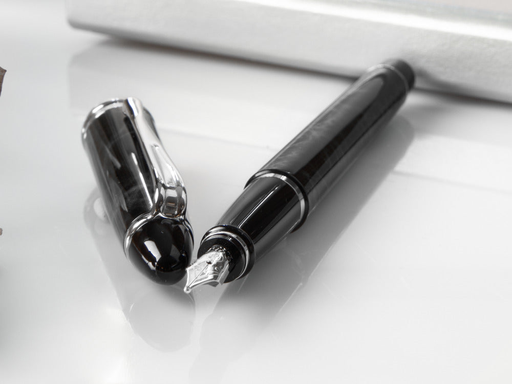 Aurora Ipsilon Fountain Pen, Grey resin, Chrome trim, b13CG