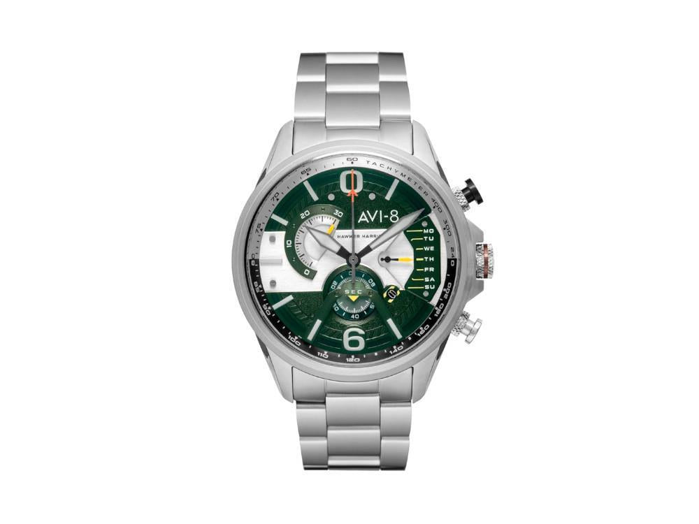 AVI-8 Hawker Harrier Steel Military Green Quartz Watch, 44 mm, AV-4056-11